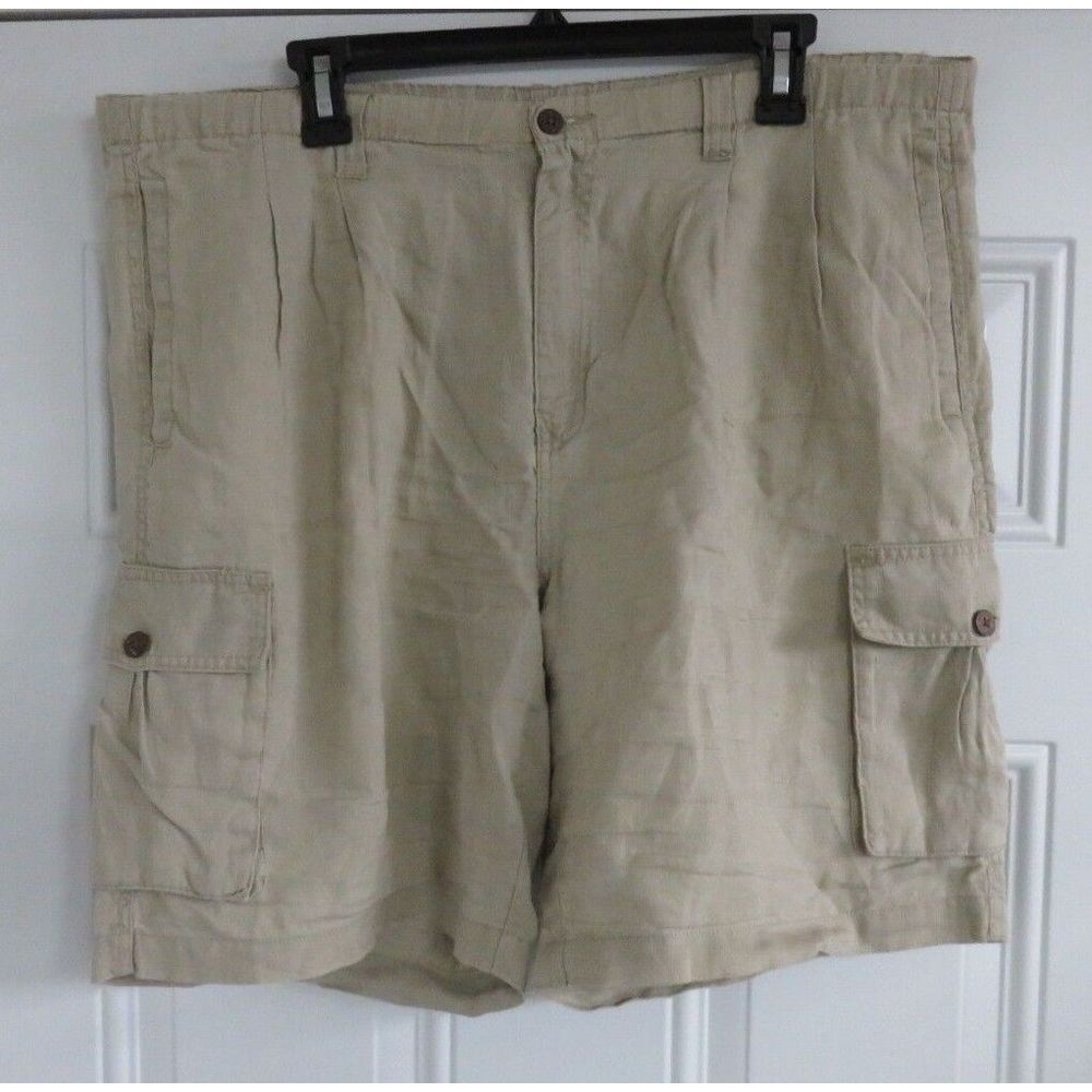 Mens Tommy Bahama 100% Linen Shorts Brown T8229 Cargo Pockets Sz S (38)